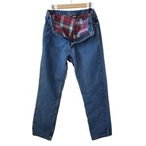 Guide Gear Flannel Lined MOM Jeans High Rise Relaxed Fit Chore Denim Pants